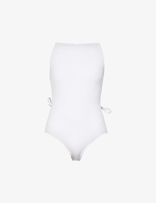 BOTTEGA VENETA: Backless Intrecciato-pattern woven swimsuit