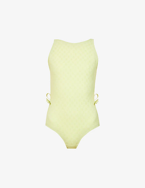 BOTTEGA VENETA: Backless Intrecciato-pattern woven swimsuit