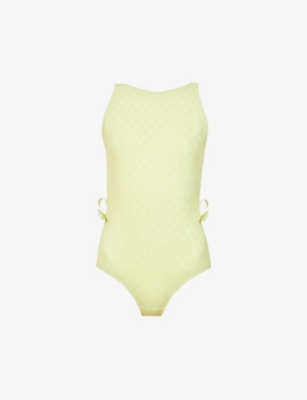 Bottega Veneta Backless Intrecciato-pattern Woven Swimsuit In Seagrass