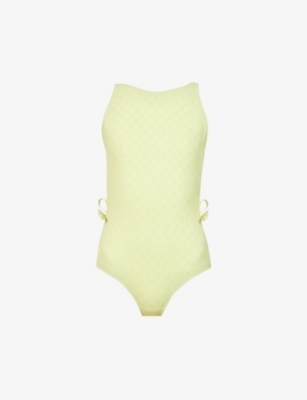 BOTTEGA VENETA BACKLESS INTRECCIATO-PATTERN WOVEN SWIMSUIT