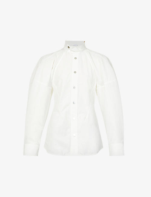 BOTTEGA VENETA: High-neck loose-fit cotton-blend shirt