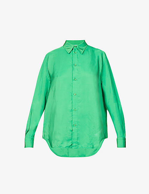 BOTTEGA VENETA：休闲版型品牌缝线缎布衬衫