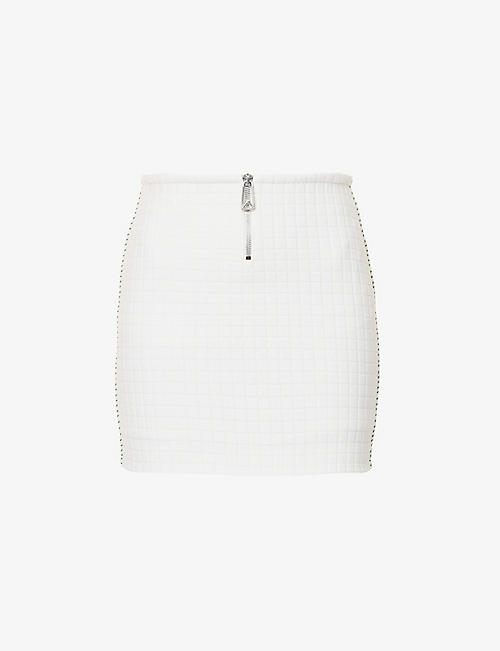 BOTTEGA VENETA: Slim-fit embossed stretch-woven mini skirt