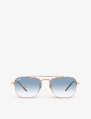 Ray Ban Rb3636 New Caravan Aviator-frame Metal Sunglasses In Gold