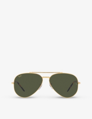Ray Ban Rb3625 Aviator-frame Metal Sunglasses In Gold