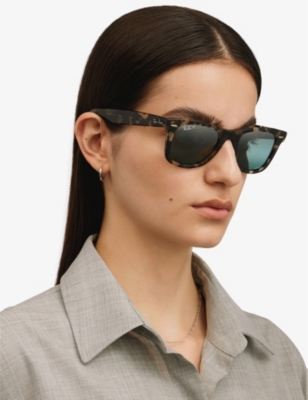 Ray Ban Womens Ray-ban Rb2140 Wayfarer Tortoiseshell Acetate Sunglasses In Grey