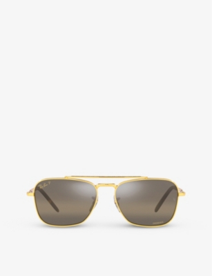 Ray Ban Rb3636 New Caravan Aviator-frame Metal Sunglasses In Gold