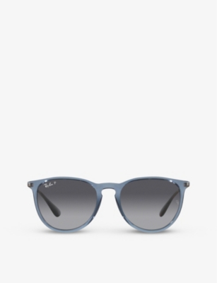 Shop Ray Ban Ray-ban Women's Blue Rb4171 Erika Round-frame Sunglasses