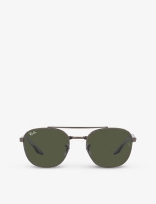 RAY-BAN: RB3688 square-frame gunmetal sunglasses