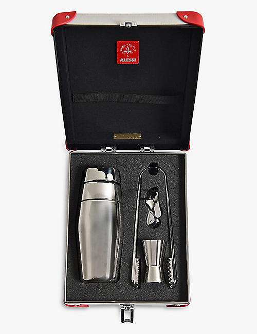 ALESSI: Alessi x Globe-Trotter silver-tone stainless-steel mixology set