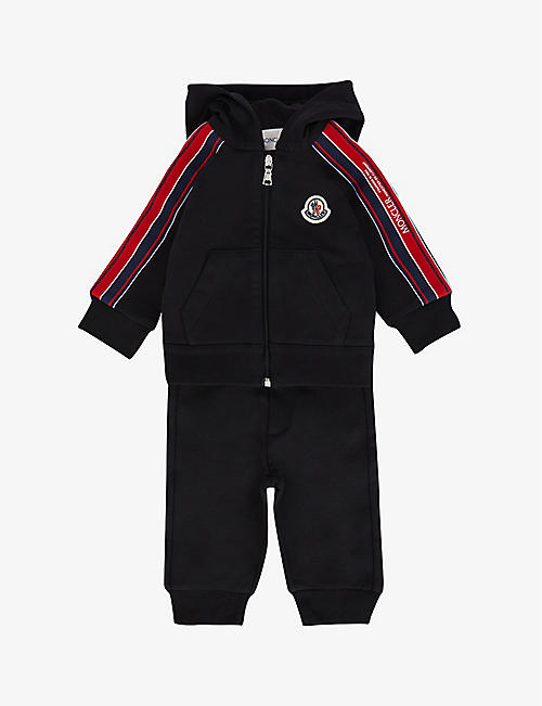 MONCLER: Logo-embroidered stretch-cotton tracksuit 3 months - 3 years