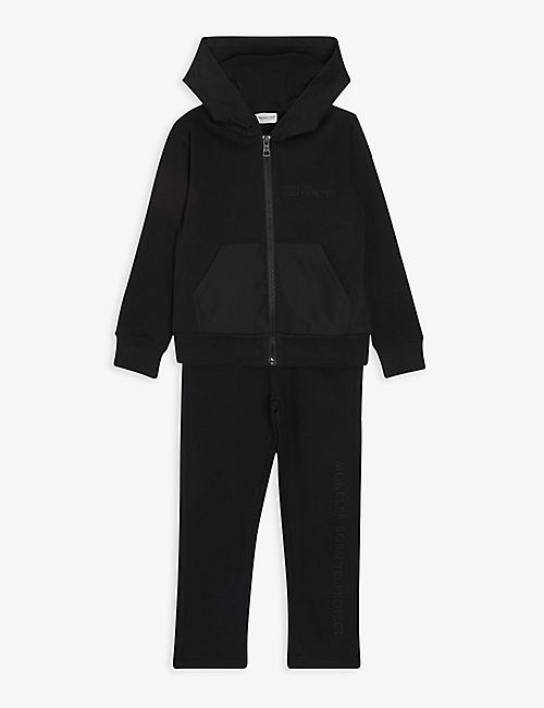 MONCLER: Hooded logo cotton-blend tracksuit 4-14 years