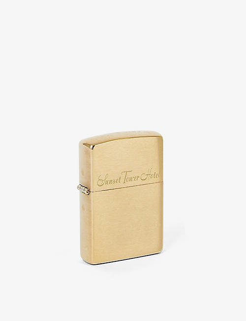 IN RECORD TIME: In Record Time x Sunset Tower engraved 14ct yellow gold-plated brass lighter