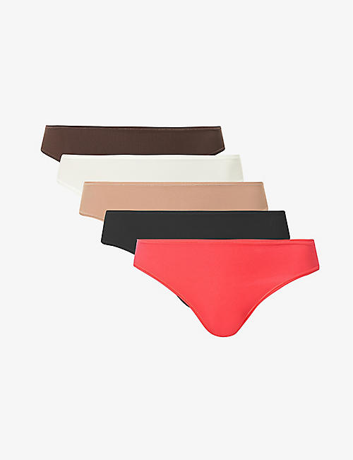 SKIMS: Fits Everybody mid-rise pack of five stretch-jersey thongs