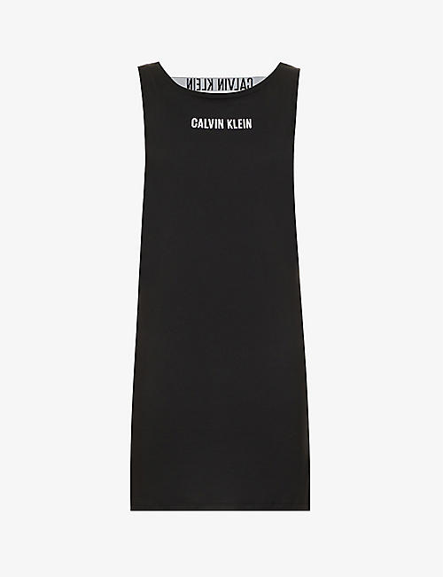 CALVIN KLEIN: Intense logo-print organic-cotton mini dress