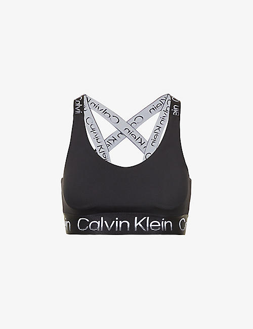 CALVIN KLEIN: Active logo-print stretch-woven sports bra