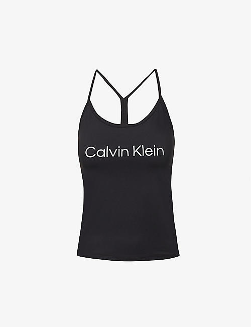 CALVIN KLEIN: Essentials logo-print stretch-woven tank top