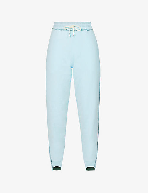 JW ANDERSON: Contrast-stich logo-embroidered tapered high-rise cotton-jersey jogging bottoms