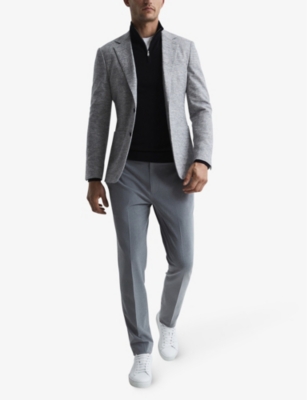 Reiss Blackhall Wool Funnel Neck Half Zip Pullover In Black
