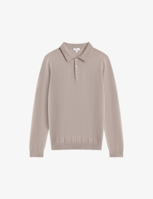 Reiss Trafford Wool Polo Sweater In Mink