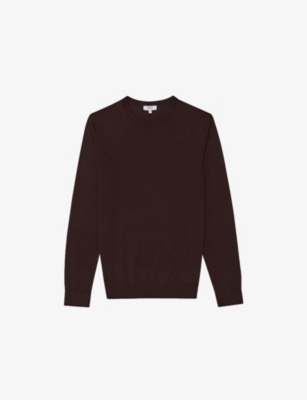 Reiss Wessex Wool Crewneck Sweater In Brick Red