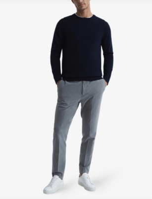 Reiss Mens Navy Wessex Crewneck Merino-wool Jumper In Navy