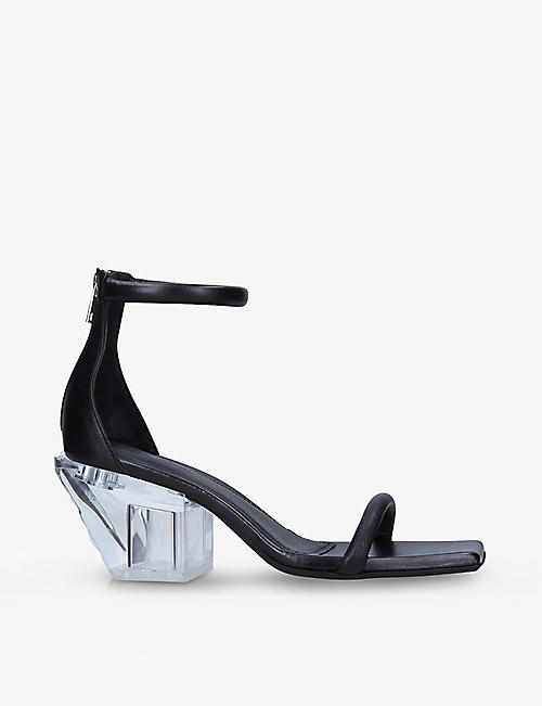 RICK OWENS: Silver block-heel leather sandals