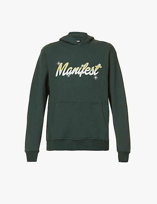 RENOWNED: Manifest text-print cotton-jersey hoody