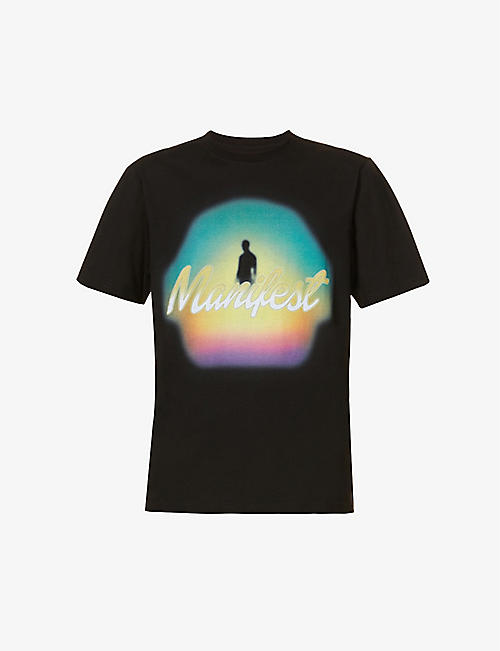 RENOWNED: Manifest text-print cotton-jersey T-shirt