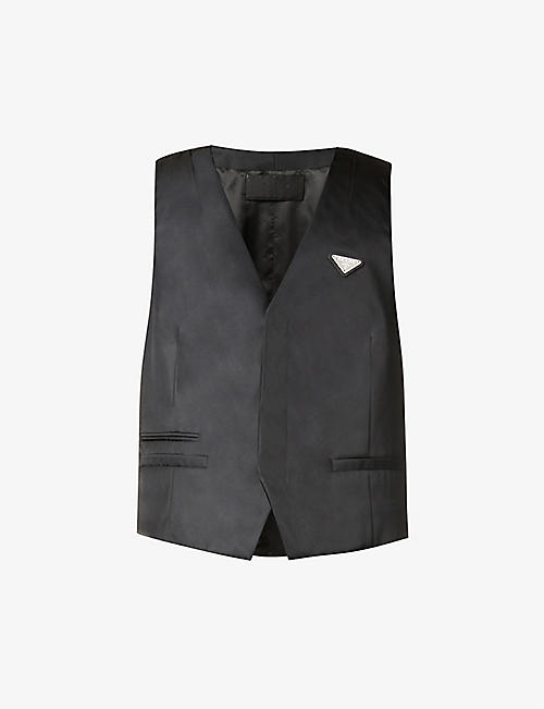 PRADA: Brand-plaque sleeveless recycled-nylon waistcoat