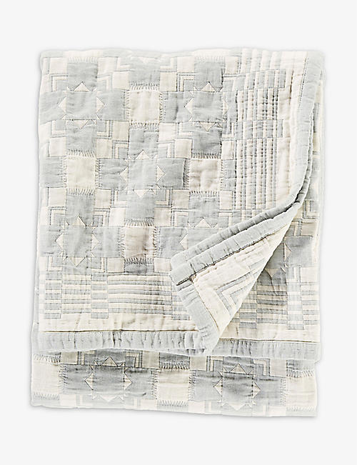PENDLETON: Joseph Slate graphic-pattern cotton blanket 167cm x 228cm