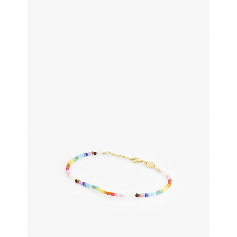 Anni Lu Nuana 18ct Yellow Gold-plated Brass And Beaded Bracelet In Rainbow