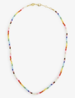 Anni Lu Womens Rainbow Nuana 18ct Yellow Gold-plated Brass And Beaded Necklace