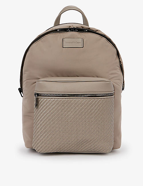 ERMENEGILDO ZEGNA: Textured woven and leather backpack