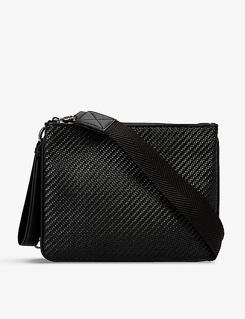ERMENEGILDO ZEGNA: Textured leather messenger pouch