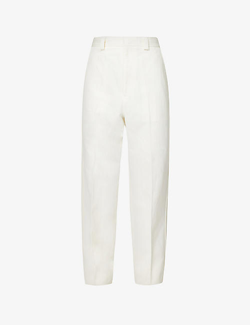 ERMENEGILDO ZEGNA: Relaxed-fit tapered cotton, silk and linen-blend trousers
