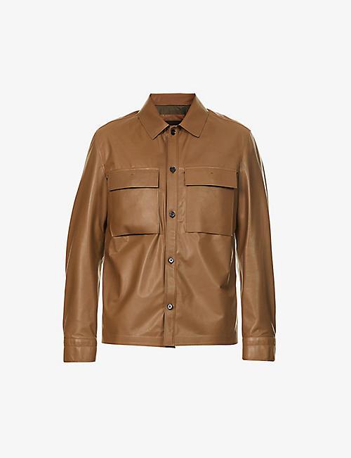 ERMENEGILDO ZEGNA: Regular-fit patch-pocket leather shirt