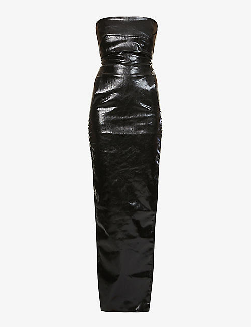 RICK OWENS: Patent fitted cotton-blend gown