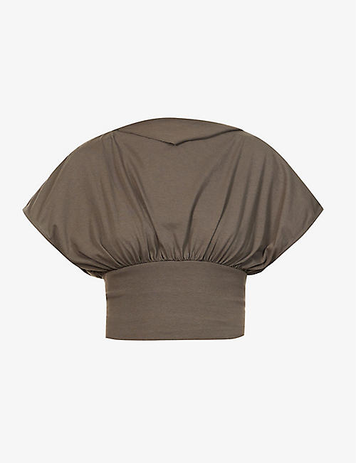 RICK OWENS: Tommy cropped ruched cotton-jersey T-shirt