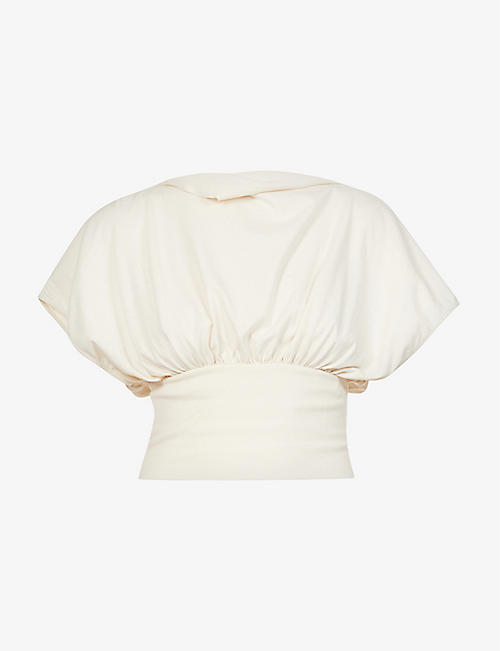 RICK OWENS: Tommy cropped ruched cotton-jersey T-shirt