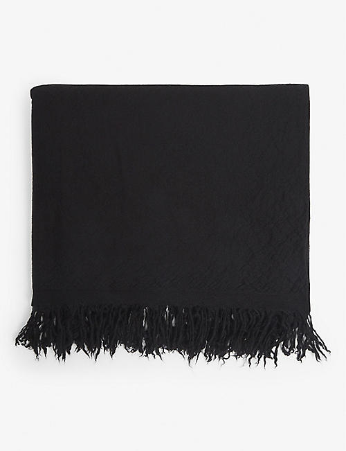 RICK OWENS: Frayed cashmere blanket scarf