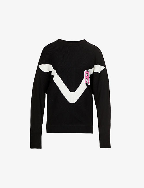 RED VALENTINO: Relaxed-fit logo-intarsia knitted jumper
