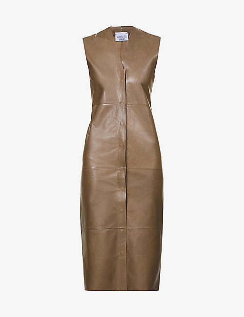 GABRIELA COLL G: Button-front vegan-leather midi dress