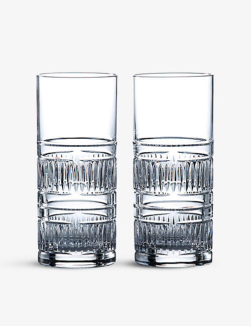 ROYAL DOULTON: Radial crystal highball glasses set of two