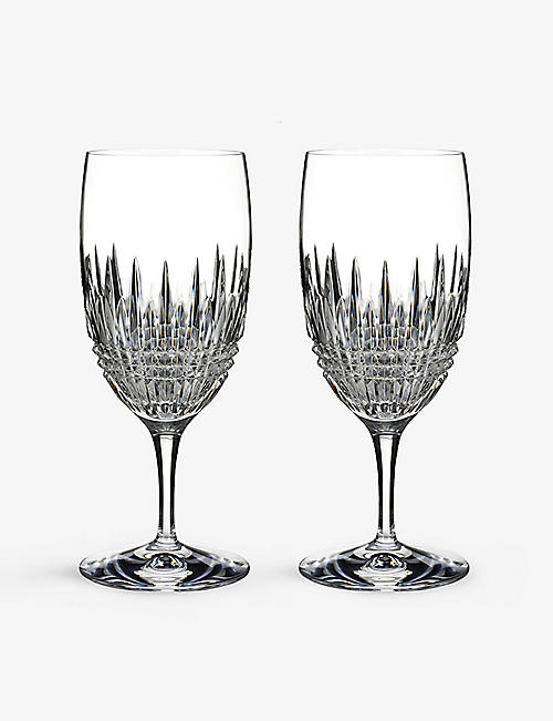 WATERFORD: Lismore Diamond Essence crystal iced beverage crystal glasses set of two