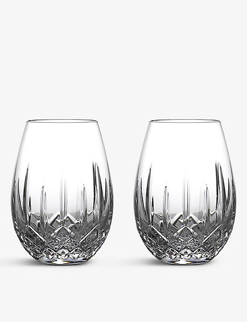 WATERFORD: Lismore Nouveau stemless deep red wine glasses set of two