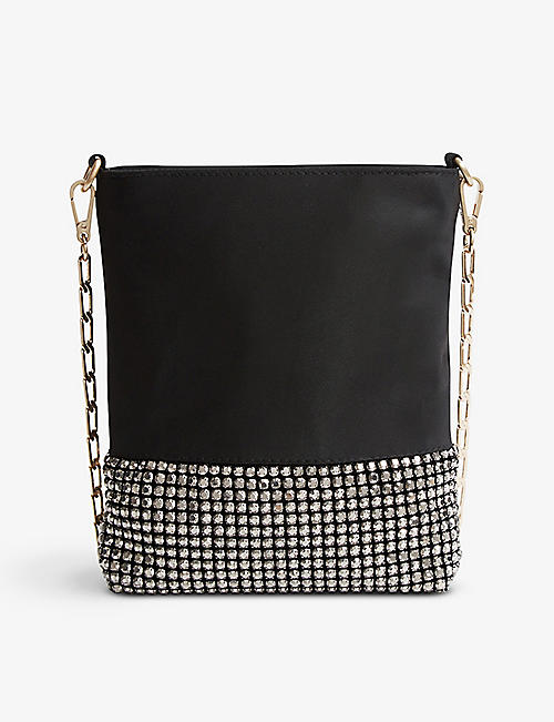 REISS: Azure North South bead-embellished nylon shoulder bag