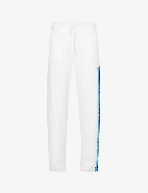 GAUCHERE: Velat contrast-stripe wide-leg high-rise cotton-blend trousers