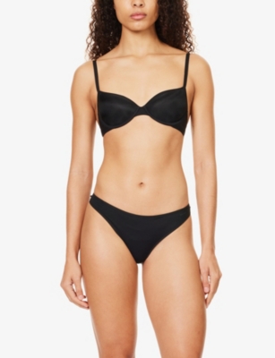 Shop Calvin Klein Womens Marq Mid-rise Semi-sheer Stretch-nylon Bra Black