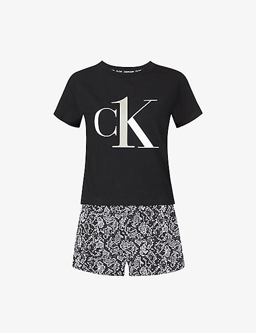 CALVIN KLEIN: CK One logo-print stretch-cotton pyjama set